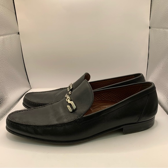A. Testoni Basic Mens Black Pebbled Buckle Leather Loafer Shoes Size 10.5 - Picture 5 of 12